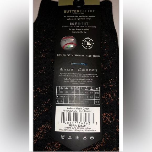 Stance Astros Mesh Crew Socks 1 Pair Men 9-13 Black Orange Baseball MLB Houston - Picture 2 of 11